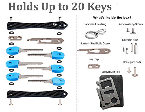 Carbon-Fiber-Compact-Key-Holder-Premium-Smart-Key-Organizer-Keychain-4-20-Keys-Heavy-Duty-Minimalist-Multikey-Folding-Pocket-Keyholder-Durable-Locking-Mechanism-Slick-Slim-Quiet-Profile
