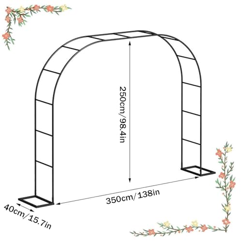 Arche de jardin en métal noir Arbor 350x250cm réglable - 8
