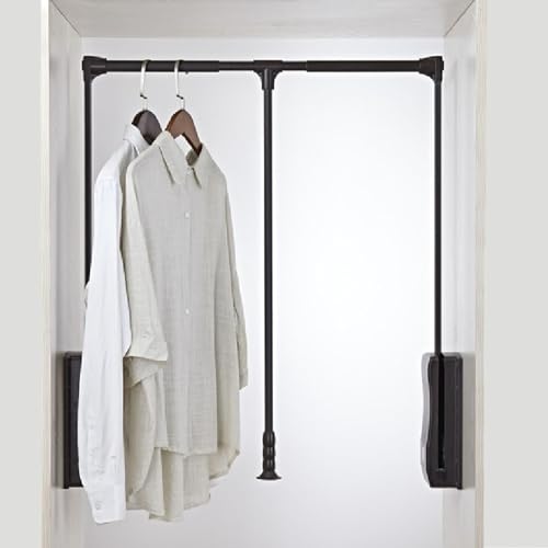 Tringle de penderie réglable rabattable extensible 890-1210 mm à bascule noire