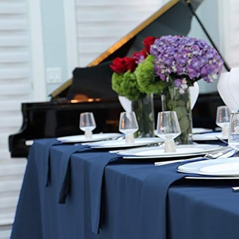 Kadut Rectangle Tablecloth - 90 x 132 Inch - Navy Blue Rectangular Table Cloth for 6 Foot Table in Washable Polyester - 30” Drop, Great for Buffet Table, Parties, Holiday Dinner, Wedding & More Cover