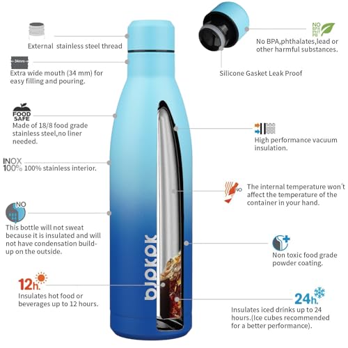 Image of BJPKPK 25 oz Insulated Stainless Steel Water Bottle, Metal Sports Flask