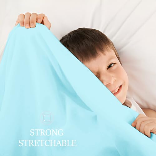 Image of Sensory Bed Sheet for Deep Pressure Therapy - Spandex Bed Sheet - Sensory Compression Blanket for ADHD, Autism - Breathable & Hypoallergenic, Turquoise, Queen Size