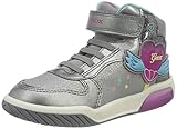 Atmungsaktiv Geox J INEK Girl A Sneaker, Dk Silver/Fuchsia, 33 EU