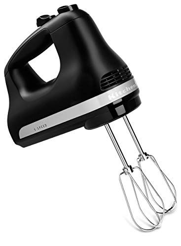 KitchenAid KHM512BM 5 Speed Hand Mixer, Black Matte (Renewed)