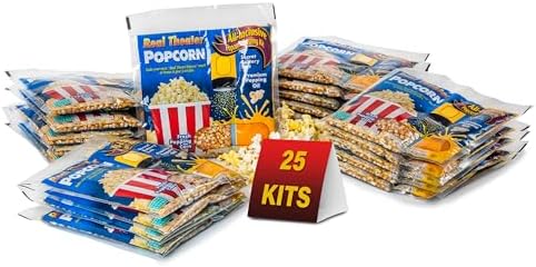 All in One Popcorn Packs - Wabash Valley Farms All Inclusive Popping Kits, Real Theatre Popcorn, Popcorn Kernels for Popcorn Machine, All in One Popcorn Kernels, Popcorn Kit, 5 Packs 5 Kits