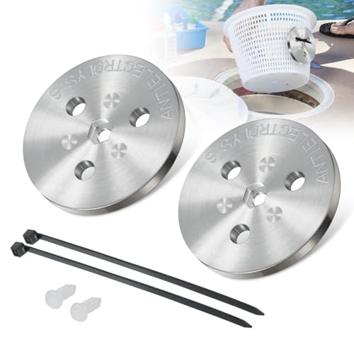 Pool Zinc Anode Weight Plate Anti-Electrolysis Sacrificial Anode Pool Skimmer Basket Weight 104-A with Plastic Tie and Bolt - Protect Pool Equipment from Electrolysis Discoloration Corrosion (2 Pack)