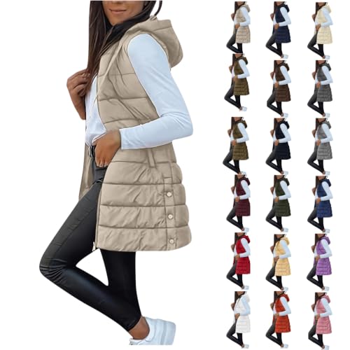 ANANASURF Womens Long Puffer Vest Winter Hooded Quilted Jackets - image 1