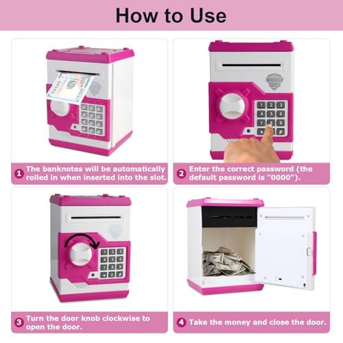 Pup Go Pink ATM Piggy Bank for Girls 3-12, Password Electronic Kids Safe by Pup Go - Used condition - Image 7