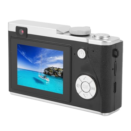 Cámara Digital, Pantalla a Color IPS de 2,4 Pulgadas, cámara Digital de apuntar y Disparar HD 4K de 64 MP con Zoom Digital de 16X, cámara de Viaje para Adolescentes y (Sin