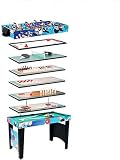 ★ [Mesa de juego múltiple en pie 12 en 1] - Combo de 12 funciones en una mesa, puede ser como una mesa de billar, tenis de mesa, futbolín, hockey de deslizamiento, ajedrez, juego de tejo, bolos, backgammon, damas, hoefyster, 21 puntos lazo