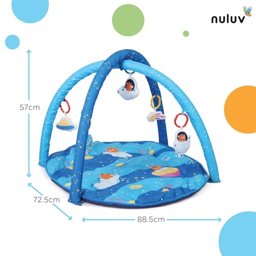 Image of Baby Playgym for Babies | Activity Play Gym Mat with 5 Hanging Toys|Foldable&Durable Cotton Play Mat|Baby Crawling Mats for Floor for 0 to 24 Months (Space)