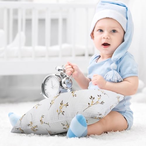 Image of Organic Cotton Muslin Mini Pillowcases with Envelope Design,2 Pack Ultra Breathable Kids Toddler Pillowcases for Boys and Girls- 13 x 18 inches (Floret)