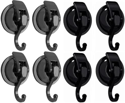 Apkhgtb Suction Cup Hooks 8Pack (Black 4Pack+ Gunmetal 4Pack) Reusable Towel Hooks Shower Hooks Door Wreath Hanger Suction Hooks Heavy Duty Wall Hooks for Glass Window Door Kitchen Bathroom