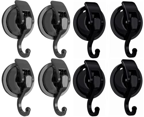 Apkhgtb Suction Cup Hooks 8Pack (Black 4Pack+ Gunmetal 4Pack) Reusable Towel Hooks Shower Hooks Door Wreath Hanger Suction Hooks Heavy Duty Wall Hooks For Glass Window Door Kitchen Bathroom #TOP2