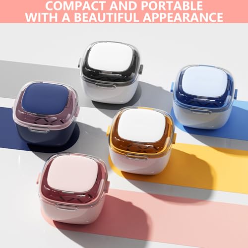 Sumneo | Aufbewahrungsdose für Zahnspange, Zahnschiene, Prothese & Gebiss | Zahnspangendose mit Spiegel, Bürste & Spülkorb | Zahnbox für Unterwegs | Einzelstück | Grau (pink)