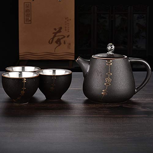 No-Branded Teiera d'Argento hkrstssxj Sterling Silver 999 Teiera Fatta a Mano Cerimonia Giapponese Cerimonia Teiera Lato… - immagine 3