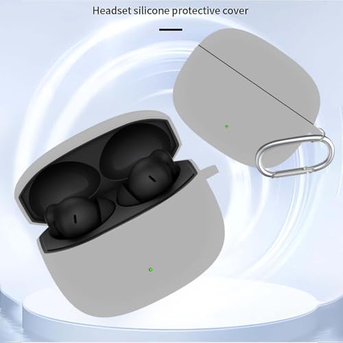 Image of Anvique Silicone Case Cover for Oneplus Nord Buds 4 Pro, Scratch Resistance, Shock Absorption, with Premium Carabiner (Grey R)