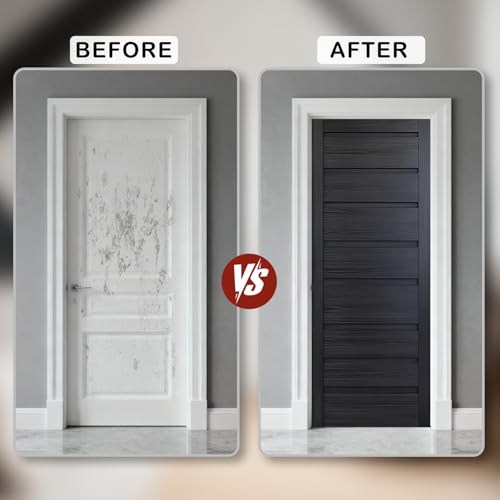 Image of Nuxovilar Dark Wood Slat Door Stickers Peel Stick PVC 30.3x78.7 in