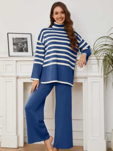 Image of TYSORT Women's Winter Woolen Turtleneck Sweater with Pajama | Warm Winter Wear Cord Set | Woolen Tracksuit Loungewear Set