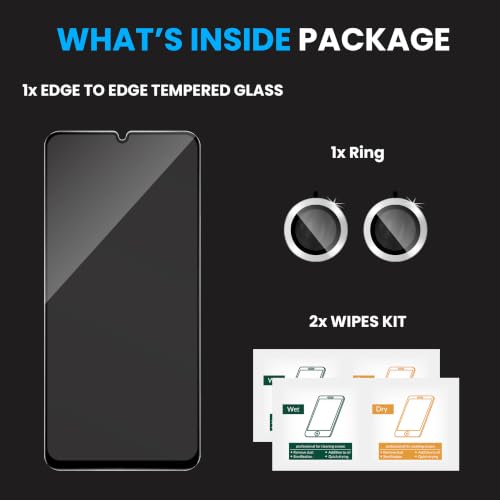 Image of FIRST MART Tempered Glass for Vivo T5 Lite 5G with Silver Camera Ring Guard & Installation Kit | HD Clear Edge-to-Edge Screen Protector, Scratch Resistant, Case-Friendly | Pack of 1