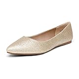 DREAM PAIRS Sole Classic Women's Casual Pointed Toe Ballet Comfort Soft Slip On Flats Shoes Gold Glitter Size 8.5