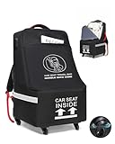 MCBD Car Seat Travel Bag for Airplane with Wheels, Padded Baby Carseat Backpack for Airport Gate Check Carrier Fits Booster Seat & Luggage Toddler Carseat Cover with Reflective Strips, Black