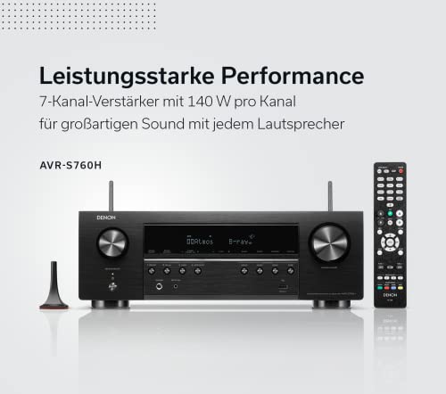 Denon AVR-S760H 7.2-Kanal AV-Receiver mit Dolby Atmos, DTS:X, 6 HDMI Eingänge und 1 Ausgang, 8K...