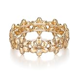 EVER FAITH Pulsera de flores de cristal para mujer, estilo boho con brillantes, ajustable, para bodas, graduaciones, fiestas, novias, Mittel, Cristal, Sin gemas
