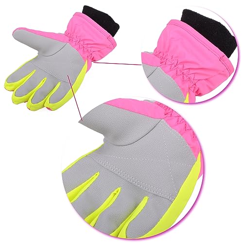 Image of TRIWONDER Kids Ski Snow Gloves Winter Cold Weather Windproof Thermal Warm Fleece Snowboard Gloves Sport Mittens for Boys Girls (M, Rose Red)