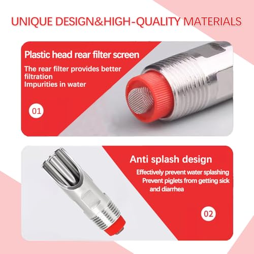 5PCS 1/2 NPT Pig Waterer Nipple Kit Stainless Steel Pig Waterer Nipples, Set of 5 with Installation Tool and Seals by NotiGat - Image 3