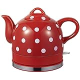 ZXCV Keramischer elektrischer Wasserkocher Hochleistungs-Wasserkocher mit automatischer Sicherheitsabschaltfunktion Schnellkochende Teekanne,Rot