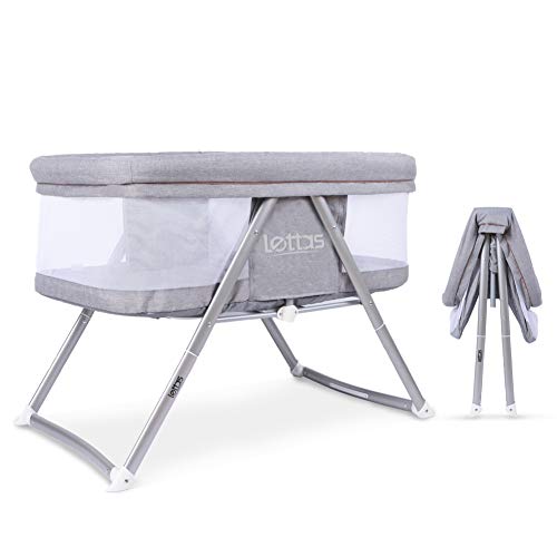 LETTAS Cuna para bebé Cunas 3 en 1 Cunas de viaje Cunas plegables con funcion mecedora colchon 0-6 meses / 0-15KGS - Gris