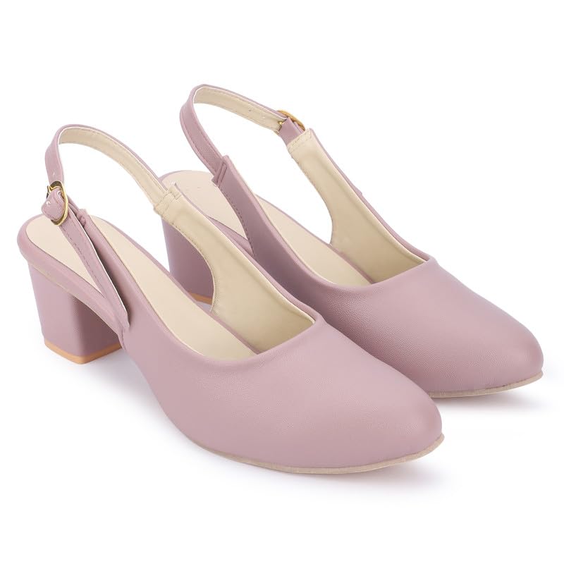 Slingback Block Heels Stylish Sandals For Women And Girls Sqaure Toe Footwear With Adjustable Strap | Trendy Heels For Woman | Comfortable Heeled Sandals For Office And Daily Use-image-30