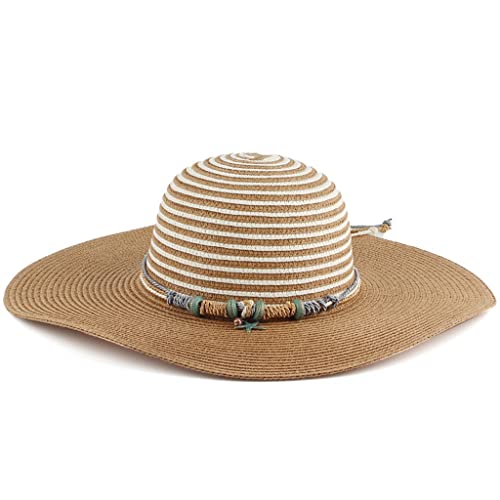 Chapeau de voyage extérieur à rayures grand bord pour femme YXWYXWA