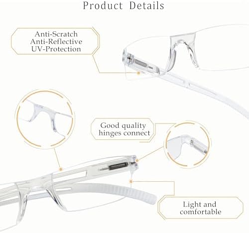 LifeArt Blue Light Blocking Reading Glasses, 4-Pack Men’s and Women’s Rectangular Frame, Anti-Reflective Lenses, +3.25 Magnification - 1