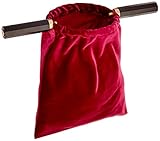 Red Velvet Church Tithe Offering Bag with Wooden Handles, 10 Inch