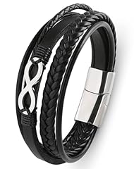 Silver plated Black leather