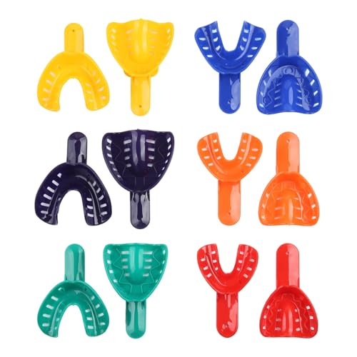 12 Stück Zahnabdrucktablett für Erwachsene/Kinder Zahnaufheller Bleaching Schienen Set aus Perforierte Dental Trays für Zahnabdruck, Dental Abdrucktablett Kunststoff
