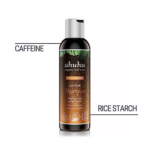 ahuhu THICKENING Caffeine Shampoo (200ml) - Organic caffeine shampoo for thicker & stronger hair, invigorates the scalp & activates the hair roots, 100% recycled plastic bottle, vegan hair care - Image 4
