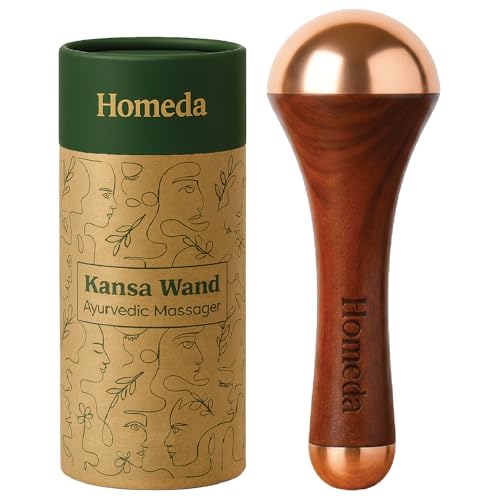 Homeda Kansa Wand Ayurveda Foot Massager - Indian Skincare Tool - SWA Kansa Wand for Feet & Face Relazation and Detox - Ayurveda Gifts (Double Bowl)