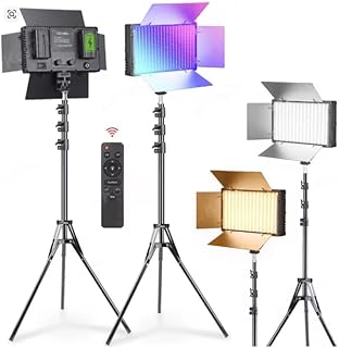 لوحة إضاءة LED 600 RGB قابلة لإعادة الشحن 40 واط للتصوير الفوتوغرافي والاستوديو مع حامل ثلاثي لتسجيل الفيديو-إنشاء المحتوى-تكبير البث المباشر للألعاب