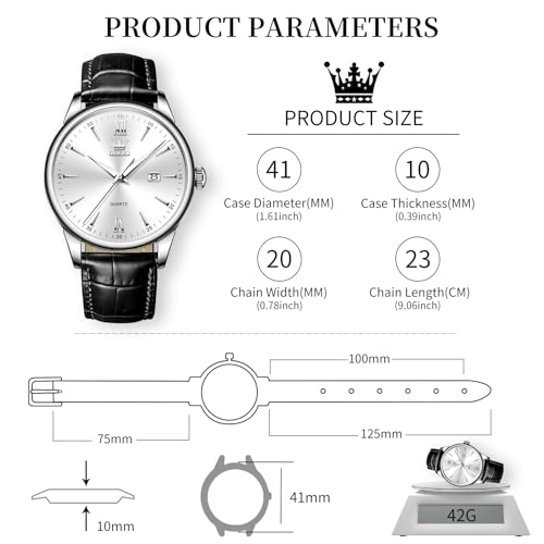 OLEVS Leather Watches for Men Classic Large Face Business Watches for Men - image 6