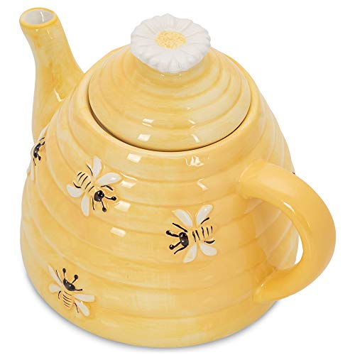Honeycomb Yellow Beehive 6.5 X 6 Dolomite Decorative Teapot #TOP5