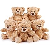 BenBen Teddy Bear Stuffed Animal, 5 Pack 8 inch Small Stuffed Teddy Bear Bulk, Shaggy Plush Toy, Baby Shower Easter Decoration, Gifts for Girlfriend, Anniversary, Birthday (Curly Hair)