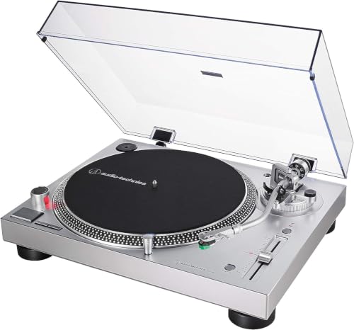 Audio-Technica AT-LP120XUSBSV Gramofon Ręczny Obrotowy z Napędem Bezpośrednim, Srebrny/Czarny
