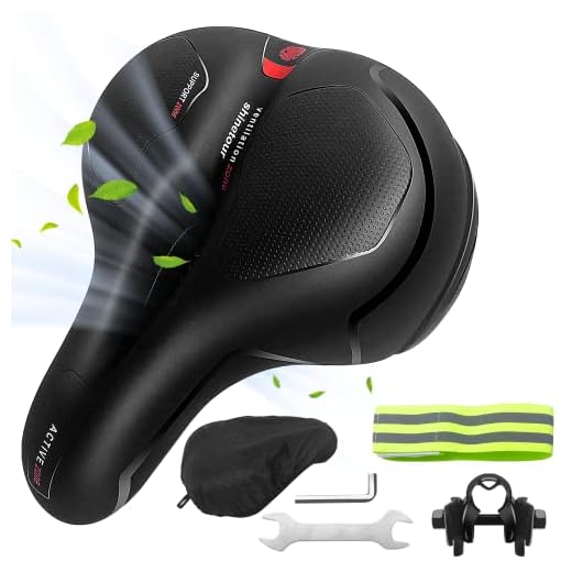 Sella per Bicicletta Comoda,Sella Bici in Memory Foam Morbido Ampia, Uomo Donna Sellino Bicicletta Traspirante Ergonomica per Biciclette da Strada, City Bike, Mountain Bike (Rosso)