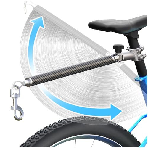 Hands-Free Bicycle Dog Leash for Cycling - 180° Rotating or Fixed Quick-Attach System, Built-in Shock-Absorbing Spring, Anti-Pull Design, Thick Steel Wire Rope 550 lbs (Carbon Fiber)