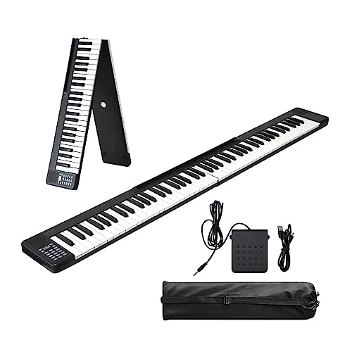 88 tasti pianoforte pieghevole tastiera elettrica pianoforte pianoforte digitale portatile semi-pesato doppio altoparlante incorporato ricaricabile con pedale di sostegno MIDI Bluetooth 5.0, porta spa