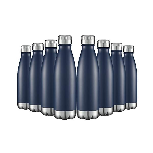 HASLE OUTFITTERS 17oz Stainless Steel Water Bottles Bulk, Vacuum Insulated Water Bottles Double Walled Powder Coated Reusable Metal Sports Water Bottles Keep Drinks Hot and Cold, Navy, 8Packs