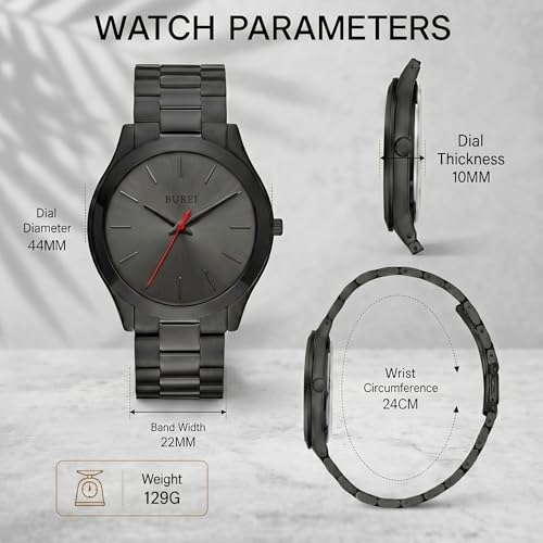 Image of BUREI Men's Wrist Watch, Analog Stainless Steel Dress Waterproof Quartz Watch for Men with Japanese Movement,Refined Gifts for Men, Boyfriend, Husband, Dad